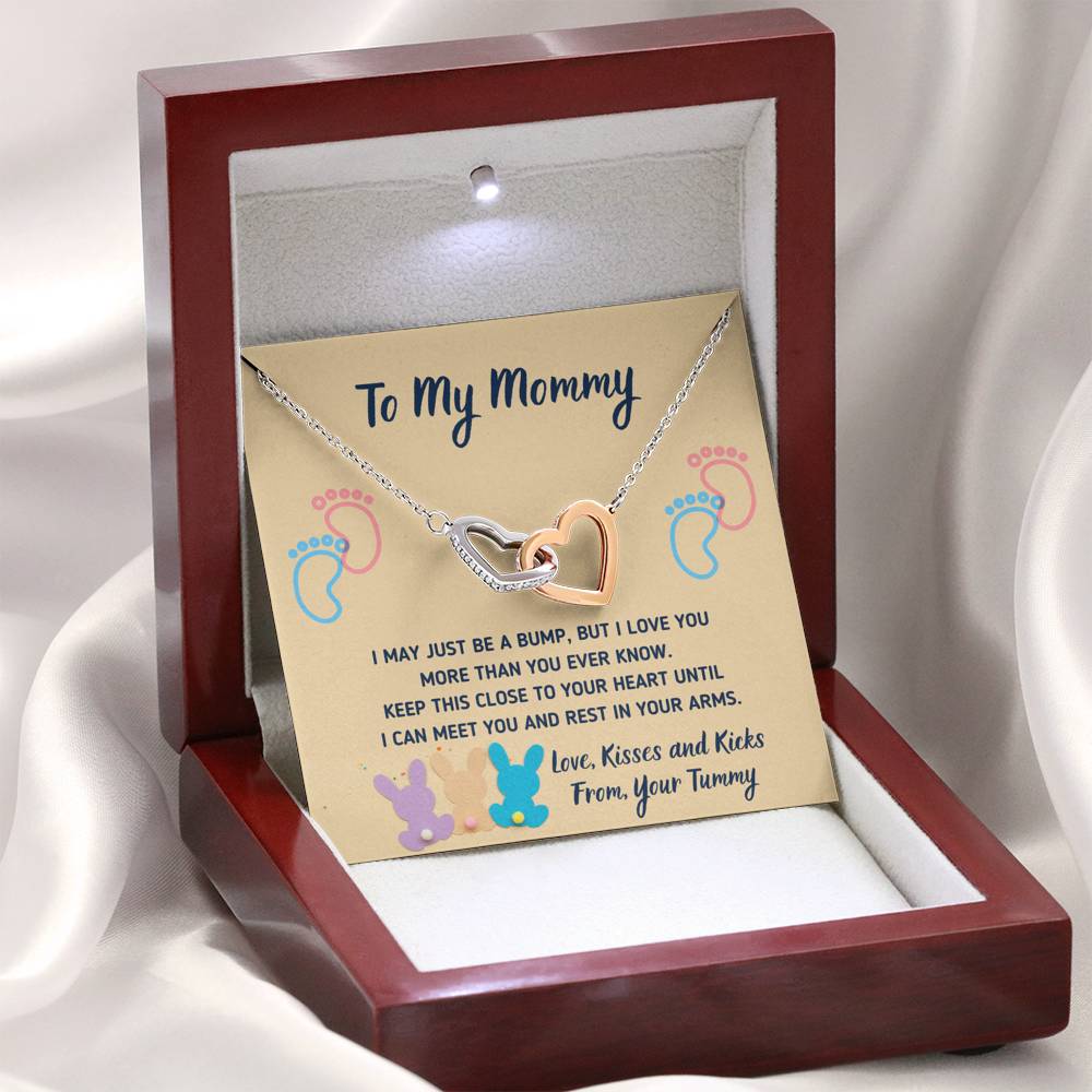 TO MY MOMMY "CUTE BUNNIES" INTERLOCKING HEARTS NECKLACE GIFT SET - ON CLOUD NINE GIFTS
