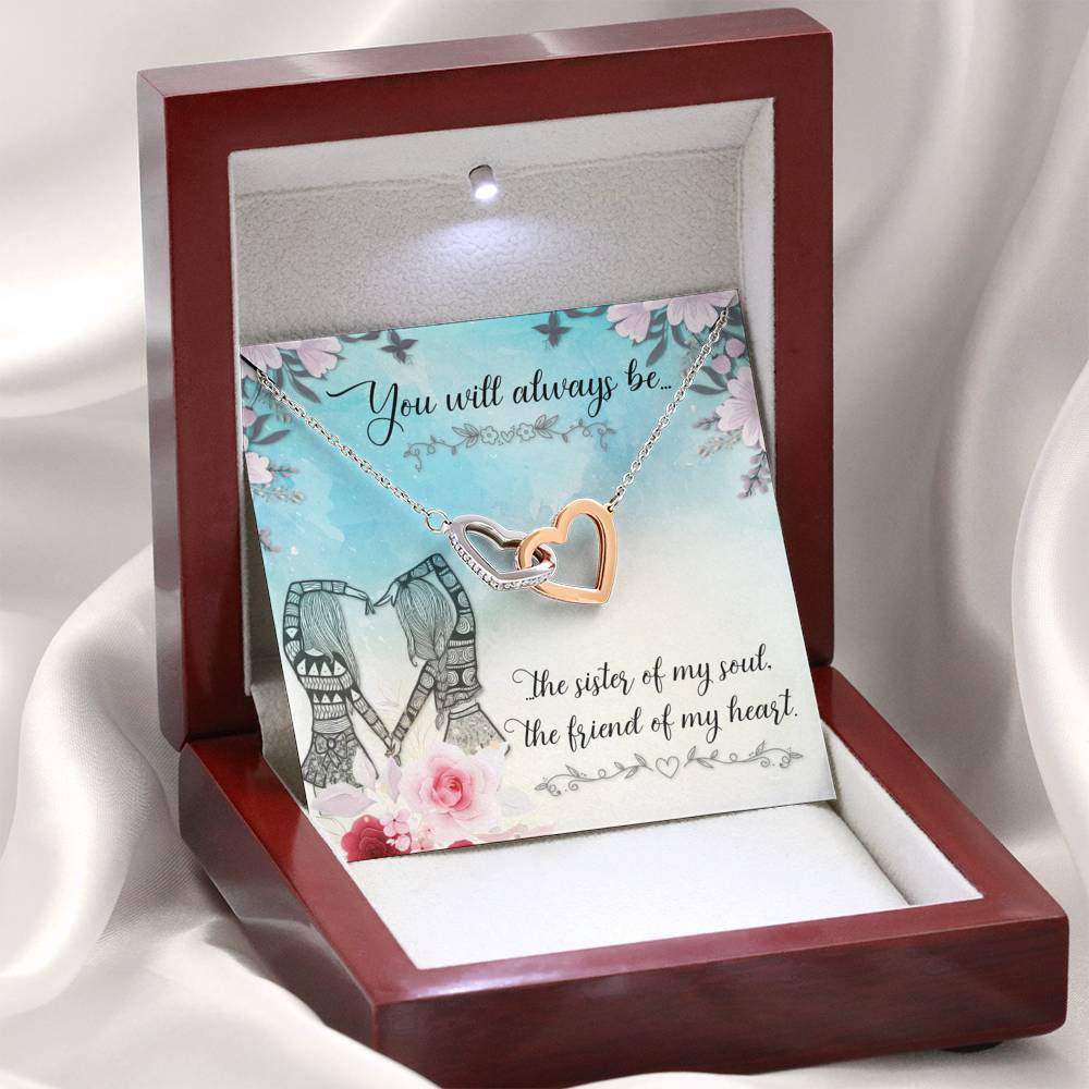 TO MY BEST FRIEND "SISTER OF MY SOUL" INTERLOCKING HEARTS NECKLACE GIFT SET - ON CLOUD NINE GIFTS