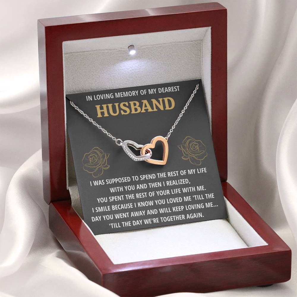 TO MY HUSBAND "LIFE - GOLDEN" REMEMBRANCE INTERLOCKING HEARTS NECKLACE GIFT SET - ON CLOUD NINE GIFTS