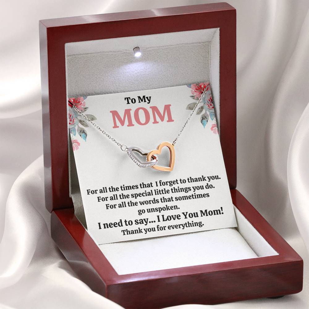 TO MY MOM "FOR ALL" INTERLOCKING HEARTS NECKLACE GIFT SET - ON CLOUD NINE GIFTS