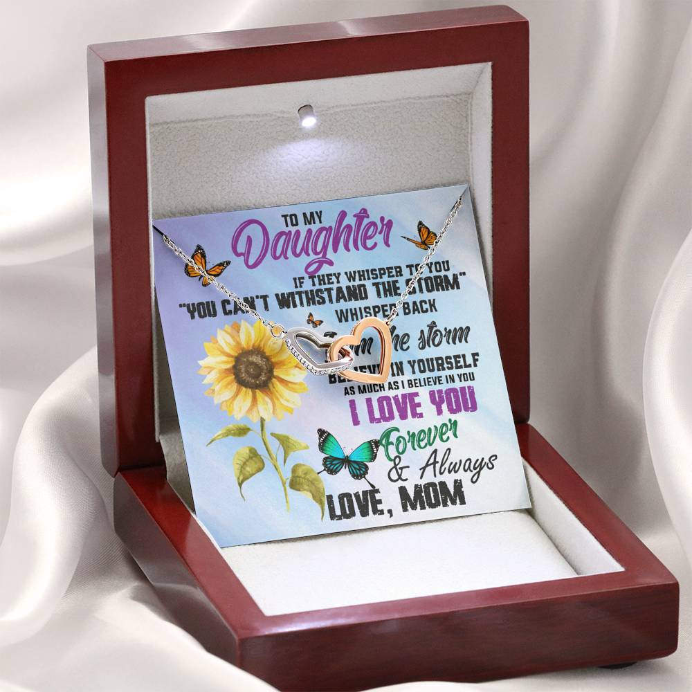 TO MY DAUGHTER "WHISPER" INTERLOCKING HEARTS NECKLACE GIFT SET - ON CLOUD NINE GIFTS