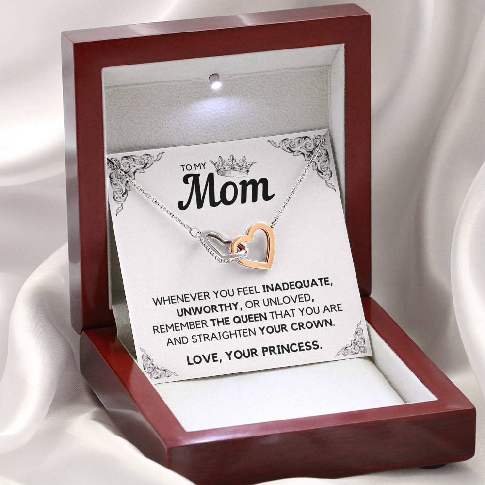 TO MY MOM PRINCESS INTERLOCKING HEARTS NECKLACE GIFT SET - ON CLOUD NINE GIFTS