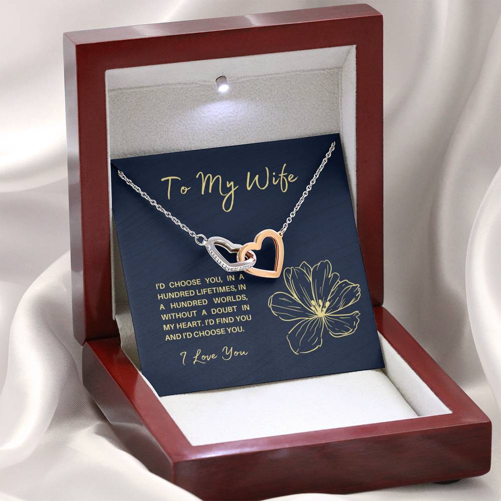 TO MY WIFE "HUNDRED LIFETIMES" INTERLOCKING HEARTS NECKLACE GIFT SET - ON CLOUD NINE GIFTS