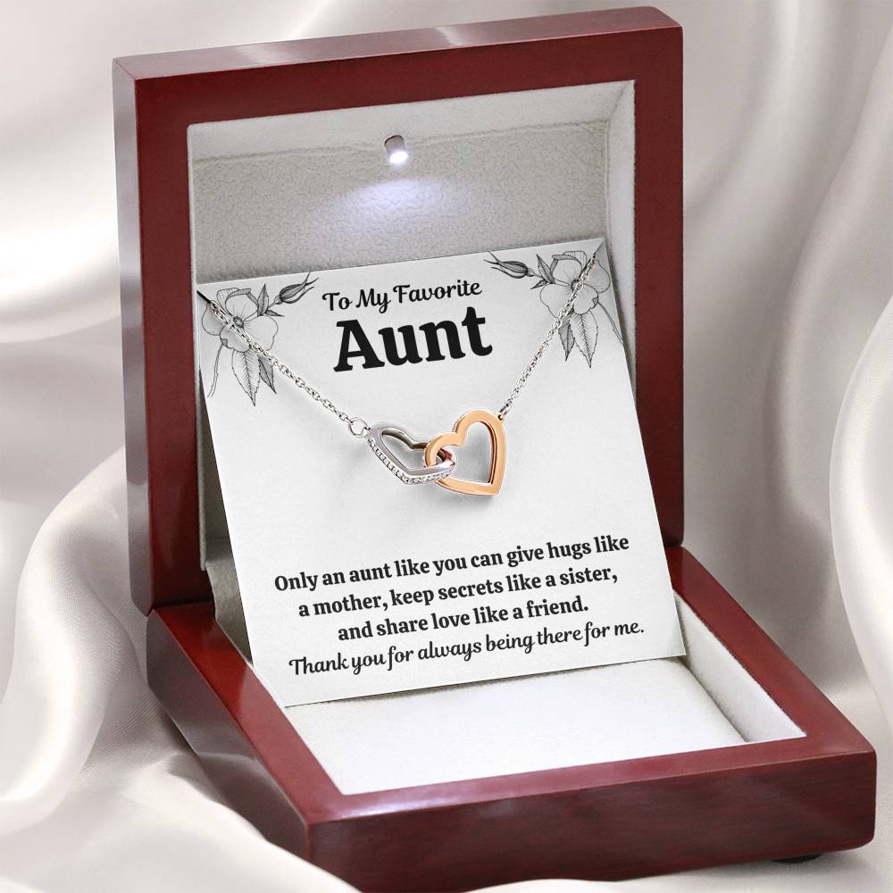 TO MY FAV AUNT "LIKE" INTERLOCKING HEARTS NECKLACE GIFT SET - ON CLOUD NINE GIFTS