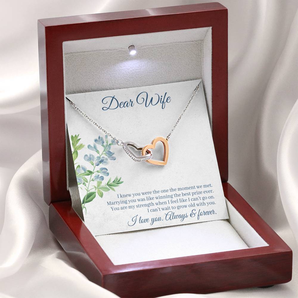 DEAR WIFE "THE ONE" INTERLOCKING HEARTS NECKLACE GIFT SET - ON CLOUD NINE GIFTS