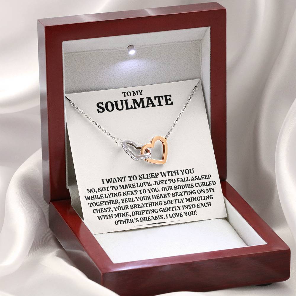 TO MY SOULMATE "SLEEP WITH YOU" INTERLOCKING HEARTS NECKLACE GIFT SET - ON CLOUD NINE GIFTS