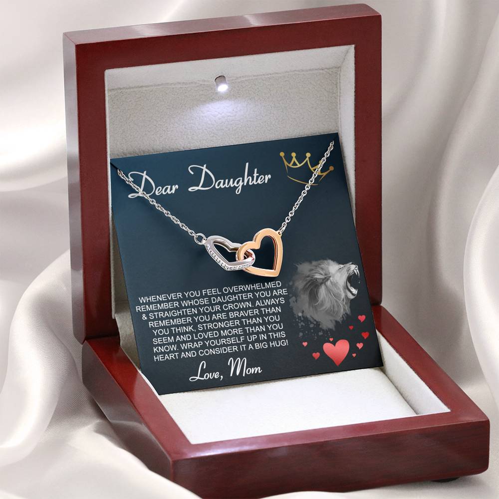 DEAR DAUGHTER "CROWN" INTERLOCKING HEARTS NECKLACE GIFT SET - ON CLOUD NINE GIFTS