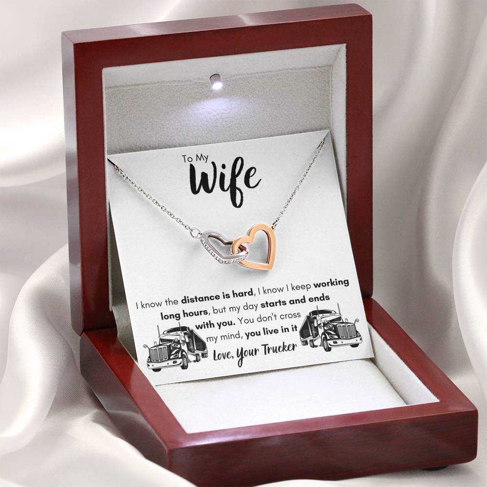 TO MY WIFE "LOVE, YOUR TRUCKER" INTERLOCKING NECKLACE GIFT SET - ON CLOUD NINE GIFTS