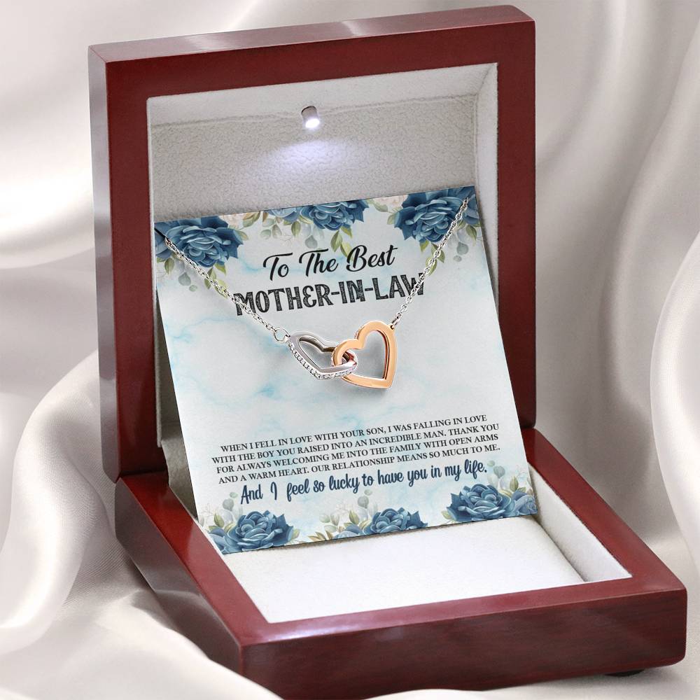 TO MY MOTHER IN LAW "LUCKY-SO" INTERLOCKING HEARTS NECKLACE GIFT SET - ON CLOUD NINE GIFTS