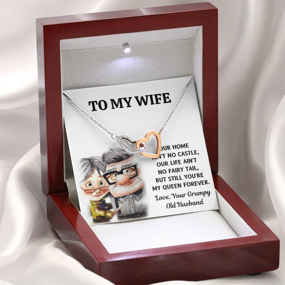TO MY WIFE "CASTLE - UP" INTERLOCKING HEARTS NECKLACE GIFT SET - ON CLOUD NINE GIFTS
