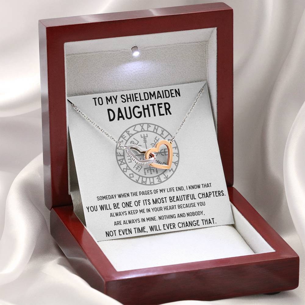 TO MY SHIELDMAIDEN DAUGHTER "CHAPTERS" INTERLOCKING HEARTS NECKLACE GIFT SET - ON CLOUD NINE GIFTS