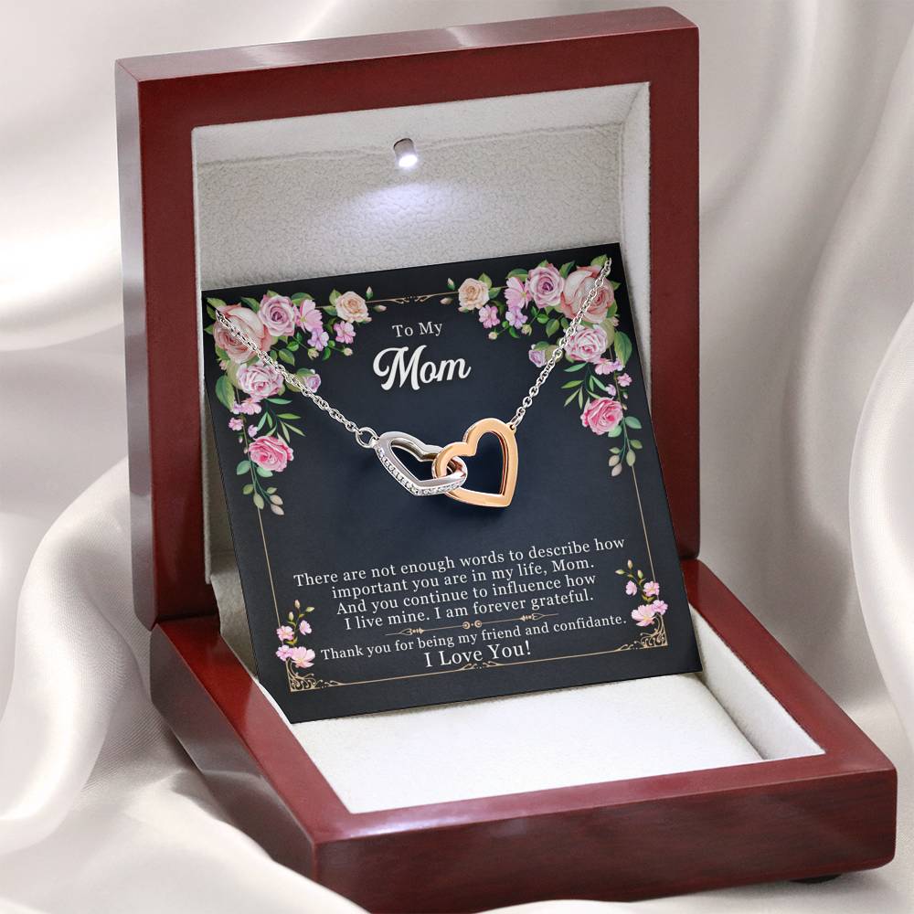 TO MY MOM "ENOUGH WORDS-SO" INTERLOCKING HEARTS NECKLACE GIFT SET - ON CLOUD NINE GIFTS