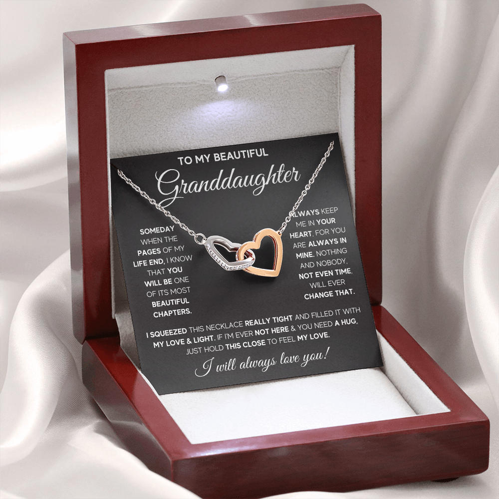 Granddaughter gifts from grandma jewelry from grandpa birthday gift for my granddaughter Interlocking Necklace with Message Card and Gift Box - ON CLOUD NINE GIFTS