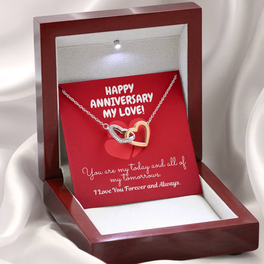 TO MY LOVE "TOMORROW" INTERLOCKING HEARTS NECKLACE ANNYVERSARY GIFT SET - ON CLOUD NINE GIFTS