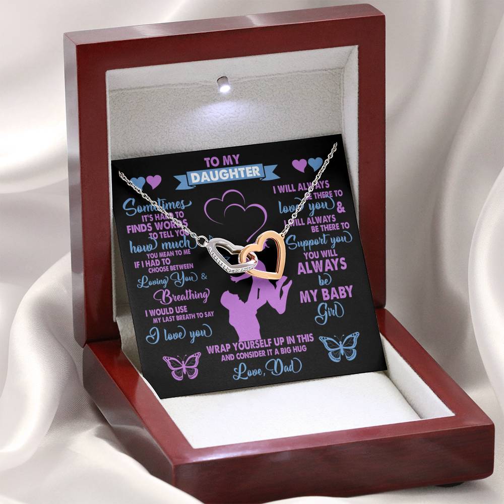 TO MY DAUGHTER FROM DAD "BREATHING" INTERLOCKING HEARTS NECKLACE GIFT SET - ON CLOUD NINE GIFTS