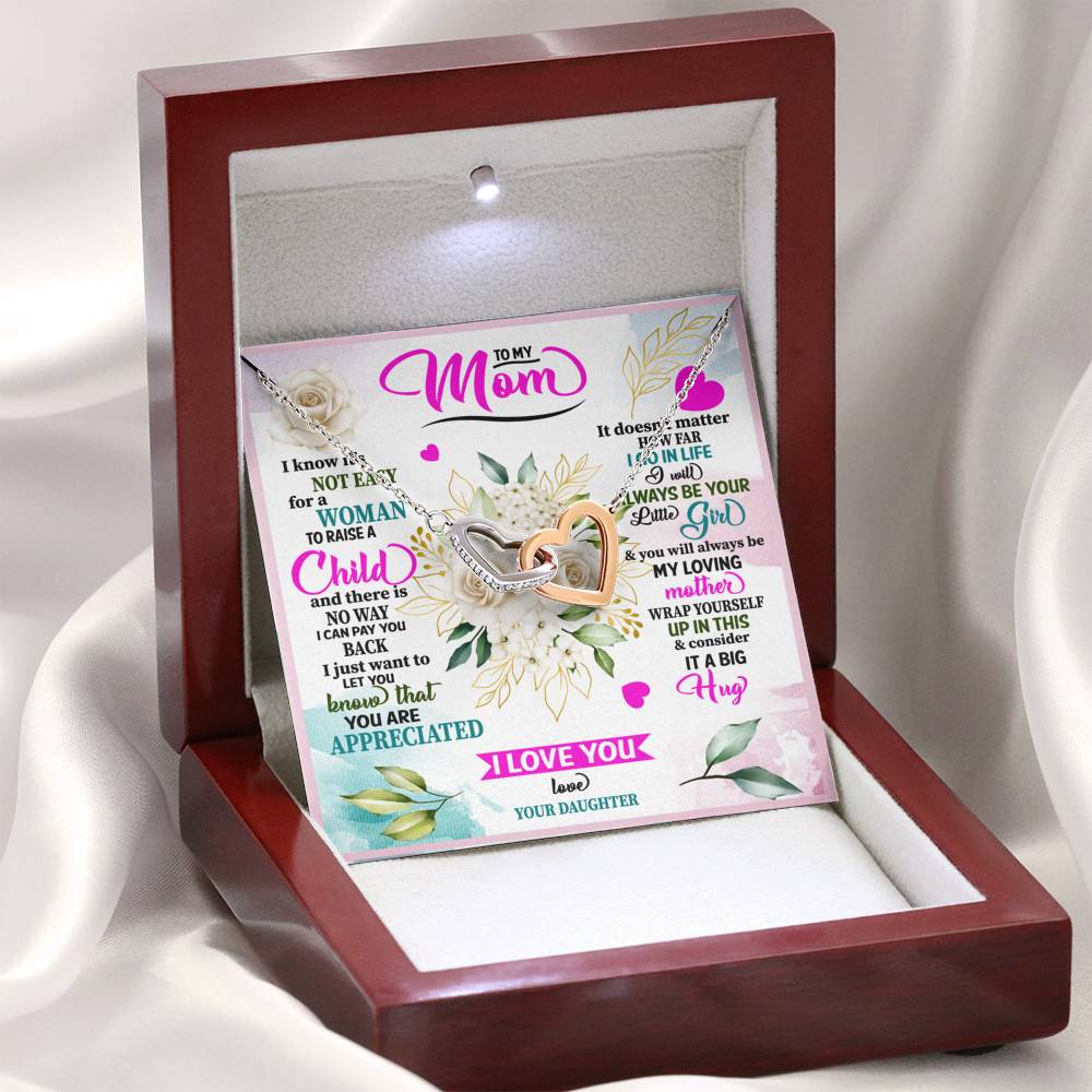 TO MY MOM FROM DAUGHTER "RAISE" INTERLOCKING HEARTS NECKLACE GIFT SET - ON CLOUD NINE GIFTS