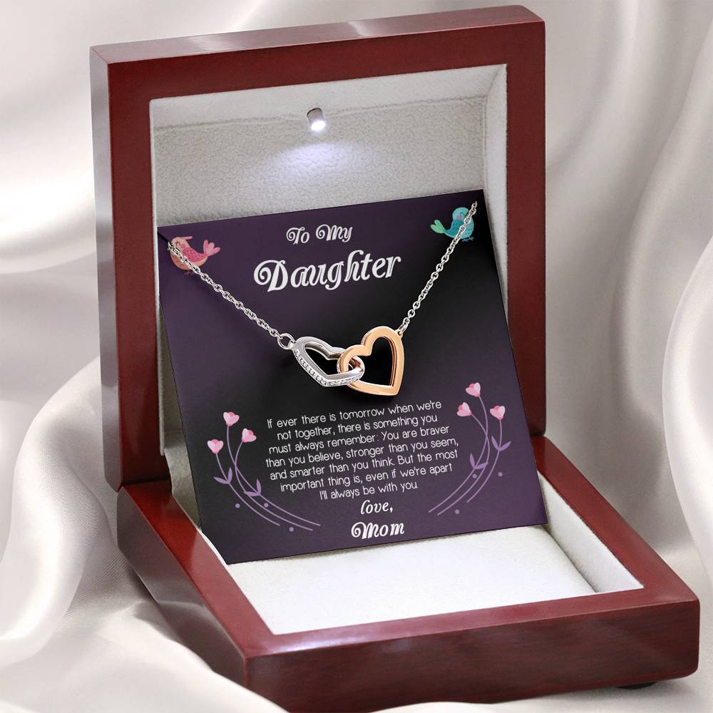 TO MY DAUGHTER FROM MOM "APART" INTERLOCKING HEARTS NECKLACE GIFT SET - ON CLOUD NINE GIFTS