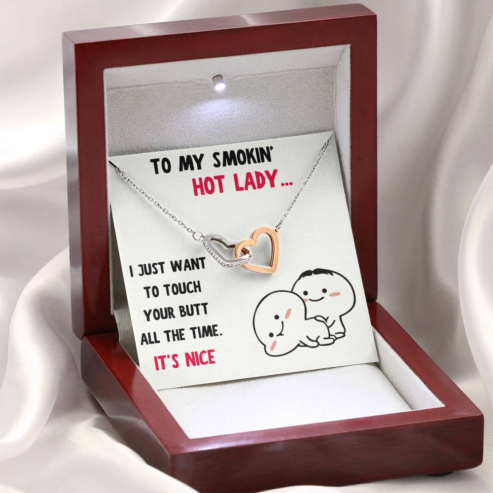 TO MY SMOKIN HOT LADY "BUTT - NICE" INTERLOCKING HEARTS NECKLACE GIFT SET - ON CLOUD NINE GIFTS