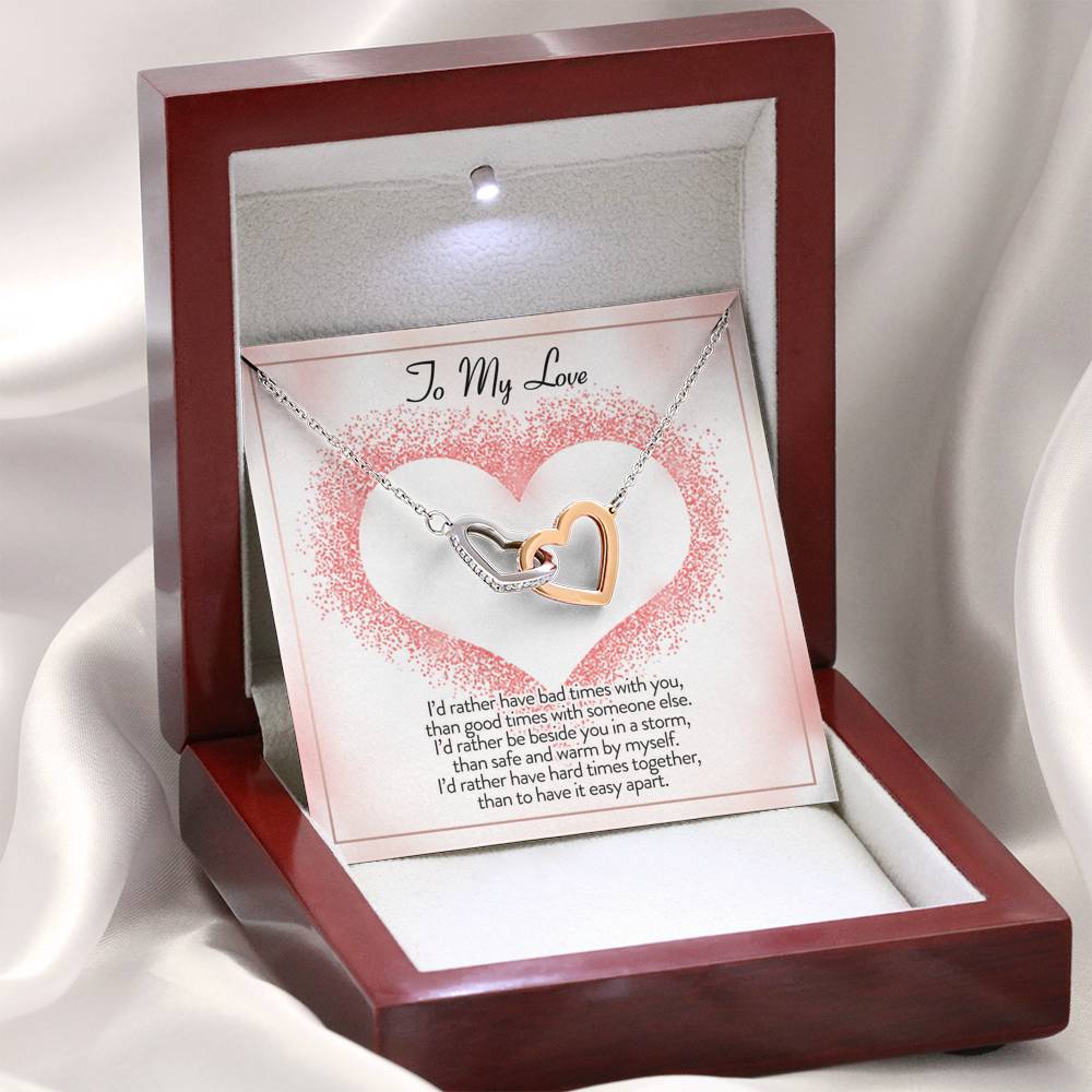 TO MY LOVE "I'D RATHER" INTERLOCKING HEARTS NECKLACE GIFT SET - ON CLOUD NINE GIFTS