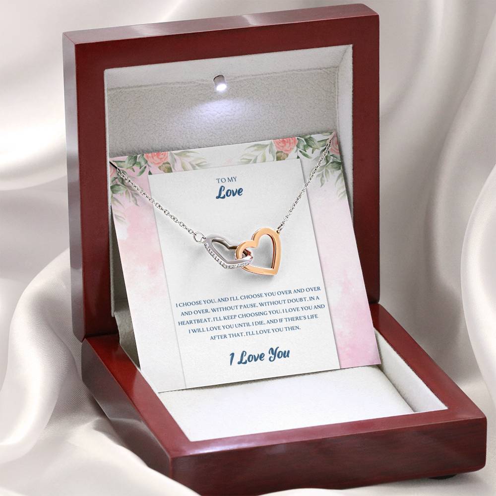 TO MY LOVE "CHOOSE-PB" INTERLOCKING HEARTS NECKLACE GIFT SET - ON CLOUD NINE GIFTS