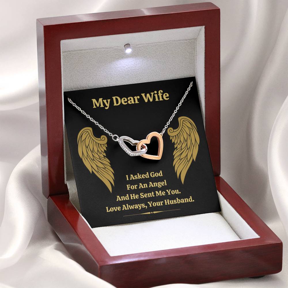 DEAR WIFE "ANGEL" INTERLOCKING HEARTS NECKLACE GIFT SET - ON CLOUD NINE GIFTS