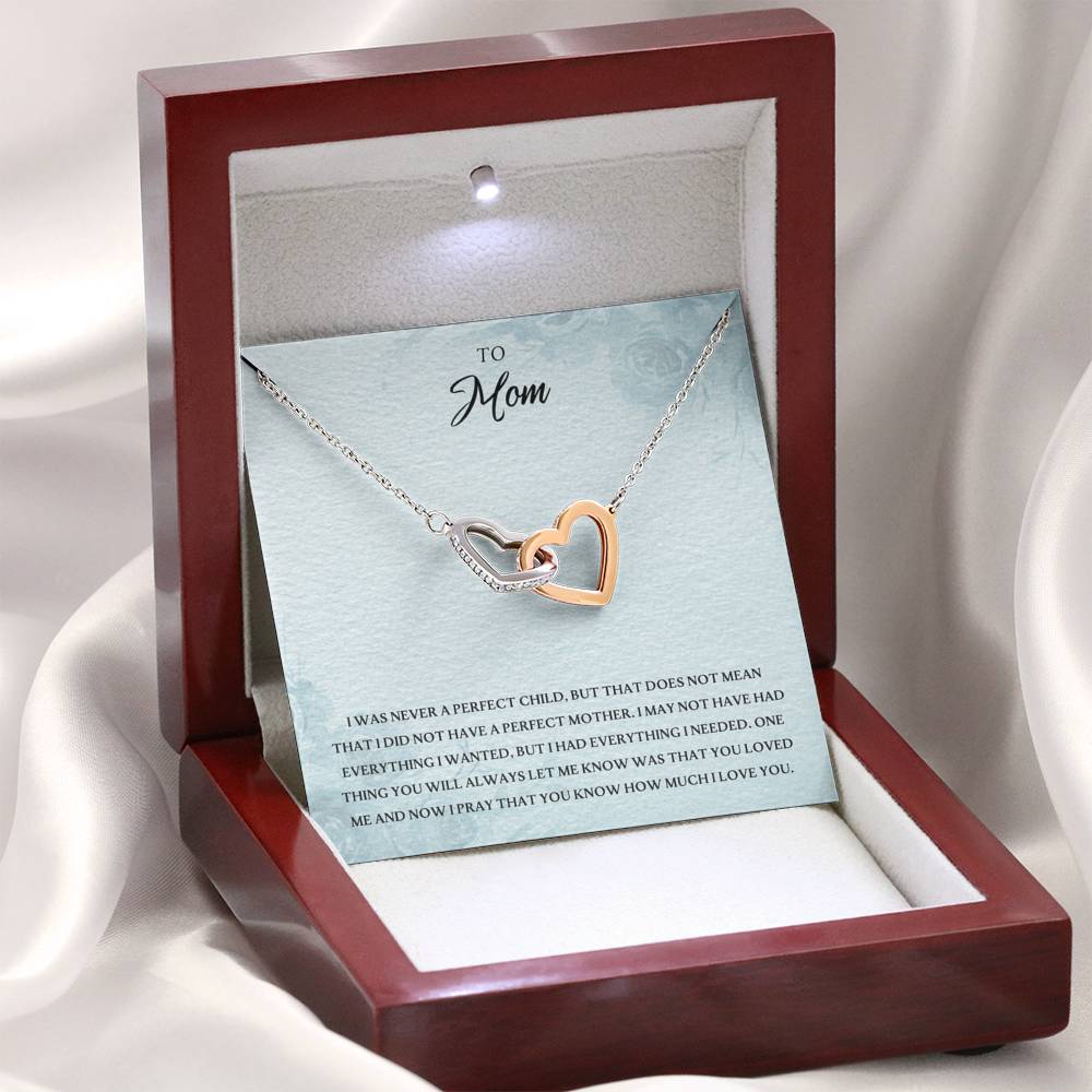 TO MY MOM "EVERYTHING I NEEDED PB" INTERLOCKING HEARTS NECKLACE GIFT SET - ON CLOUD NINE GIFTS