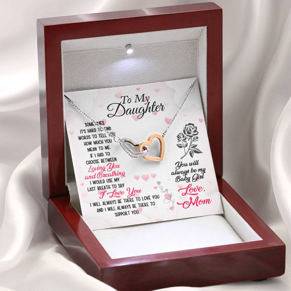 TO MY DAUGHTER "BREATHING" INTERLOCKING HEARTS NECKLACE GIFT SET - ON CLOUD NINE GIFTS