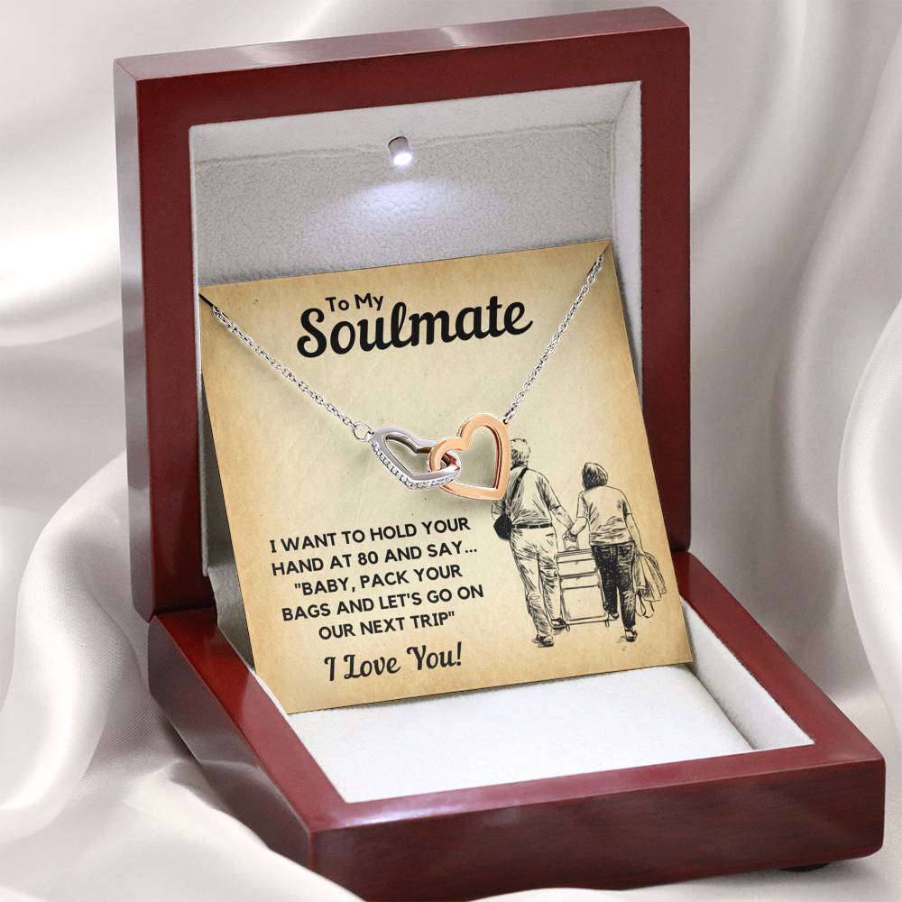 TO MY SOULMATE BAGS INTERLOCKING HEARTS NECKLACE GIFT SET - ON CLOUD NINE GIFTS