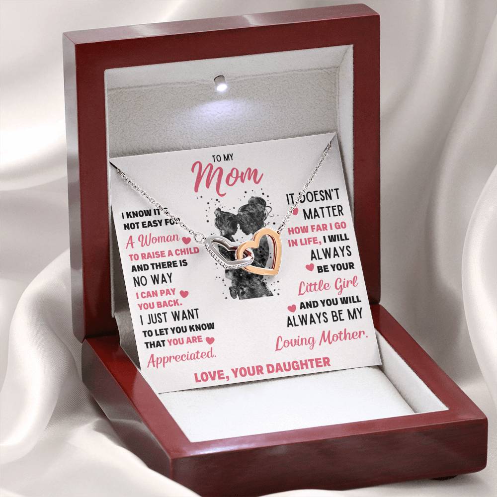 TO MY MOM LITTLE GIRL INTERLOCKING NECKLACE GIFT SET - ON CLOUD NINE GIFTS