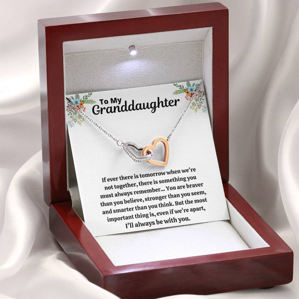 TO MY GRANDDAUGHTER "STRONGER THAN YOU SEEM" INTERLOCKING HEARTS NECKLACE GIFT SET - ON CLOUD NINE GIFTS