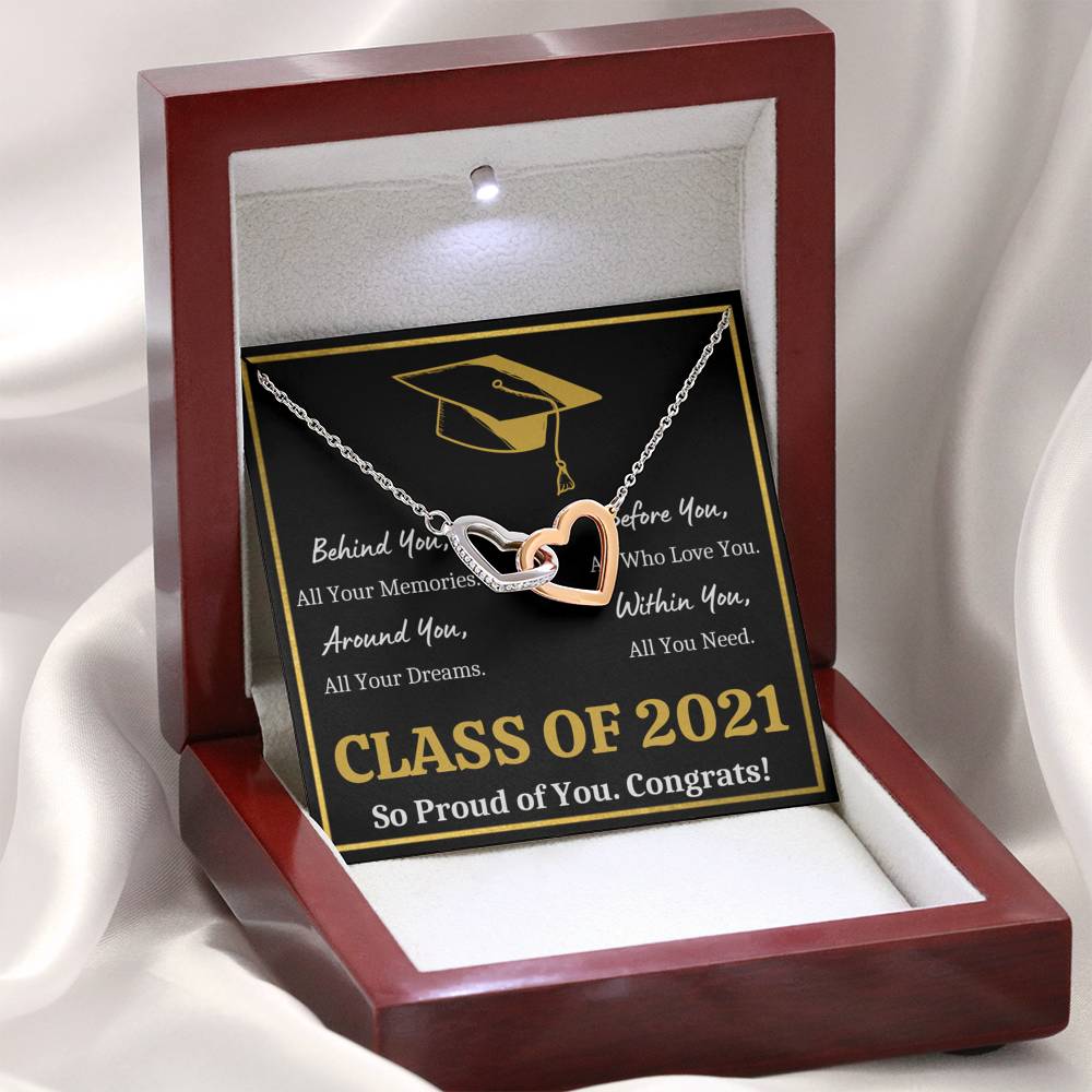 GRADUATION ALL YOU NEED GOLD INTERLOCKING HEARTS NECKLACE GIFT SET - ON CLOUD NINE GIFTS