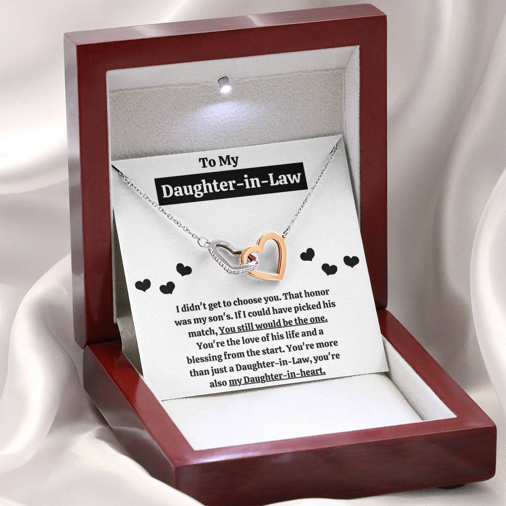 TO MY DAUGHTER-IN-LAW "BLESSING FROM THE START" INTERLOCKING HEARTS NECKLACE GIFT SET - ON CLOUD NINE GIFTS