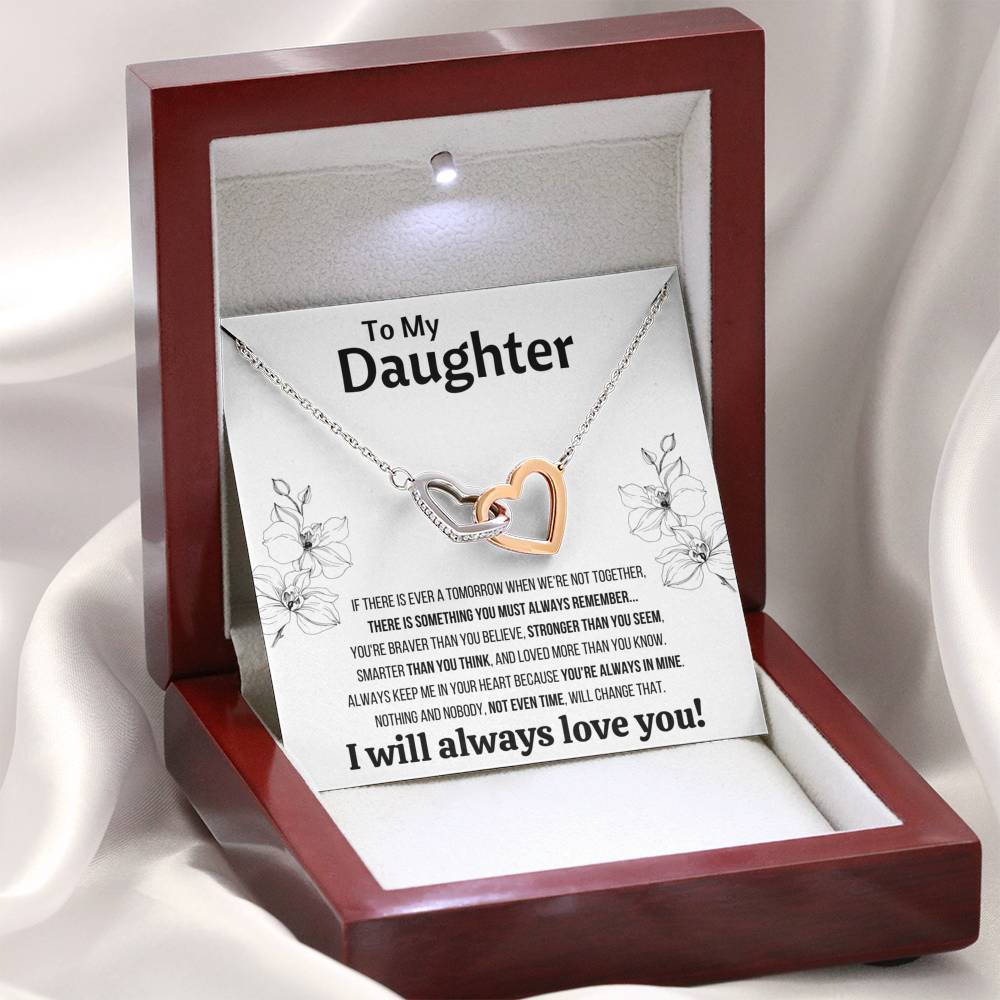 TO MY DAUGHTER "NOT EVEN TIME" INTERLOCKING HEARTS NECKLACE GIFT SET - ON CLOUD NINE GIFTS