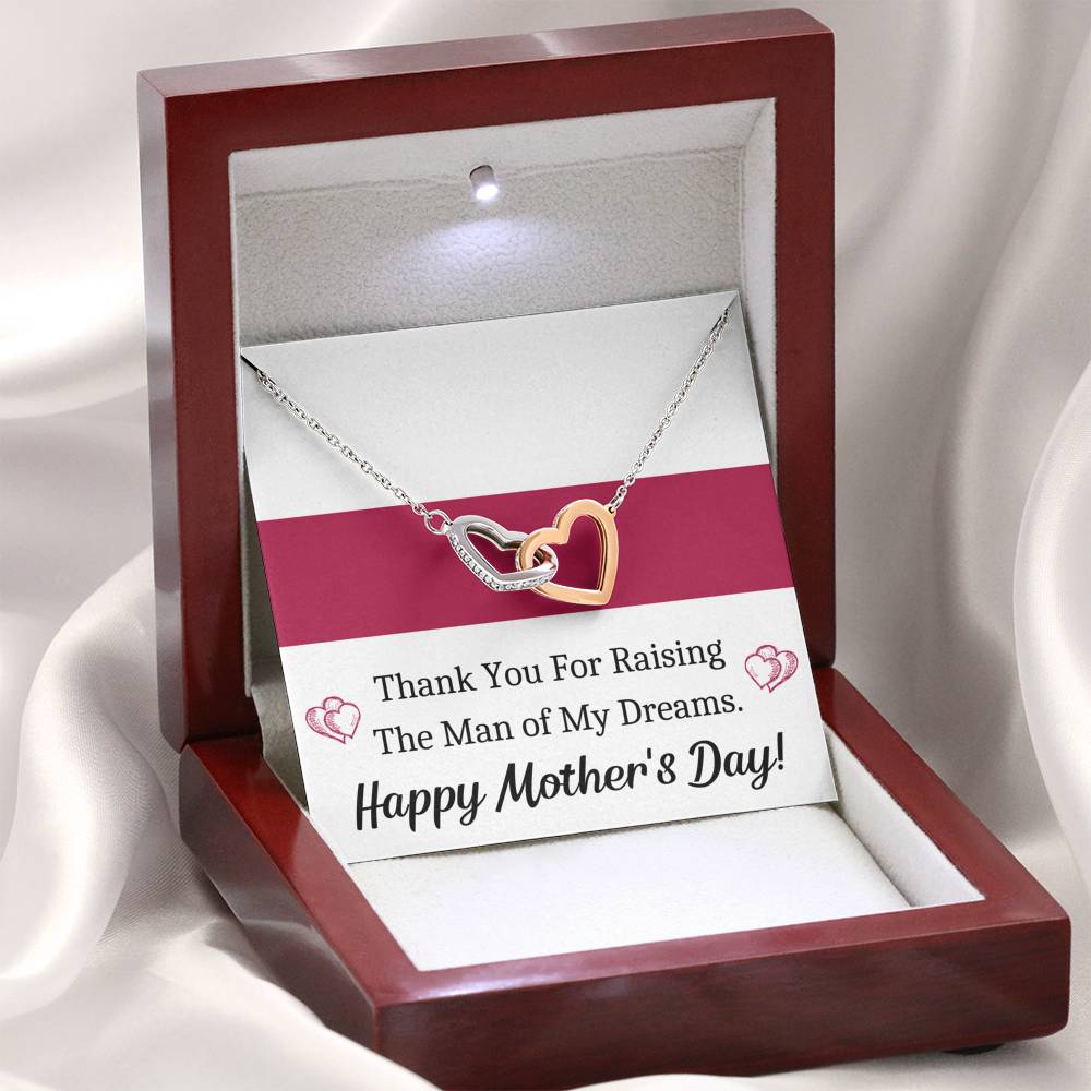 TO MY FUTURE MOTHER IN LAW MAN OF MY DREAMS INTERLOCKING HEARTS NECKLACE GIFT - ON CLOUD NINE GIFTS
