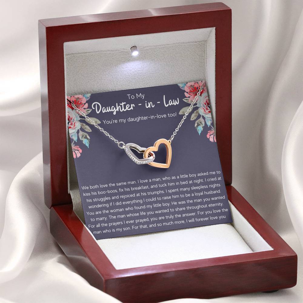 TO MY DAUGHTER IN LAW DAUGHTER IN LOVE INTERLOCKING HEARTS NECKLACE GIFT SET - ON CLOUD NINE GIFTS