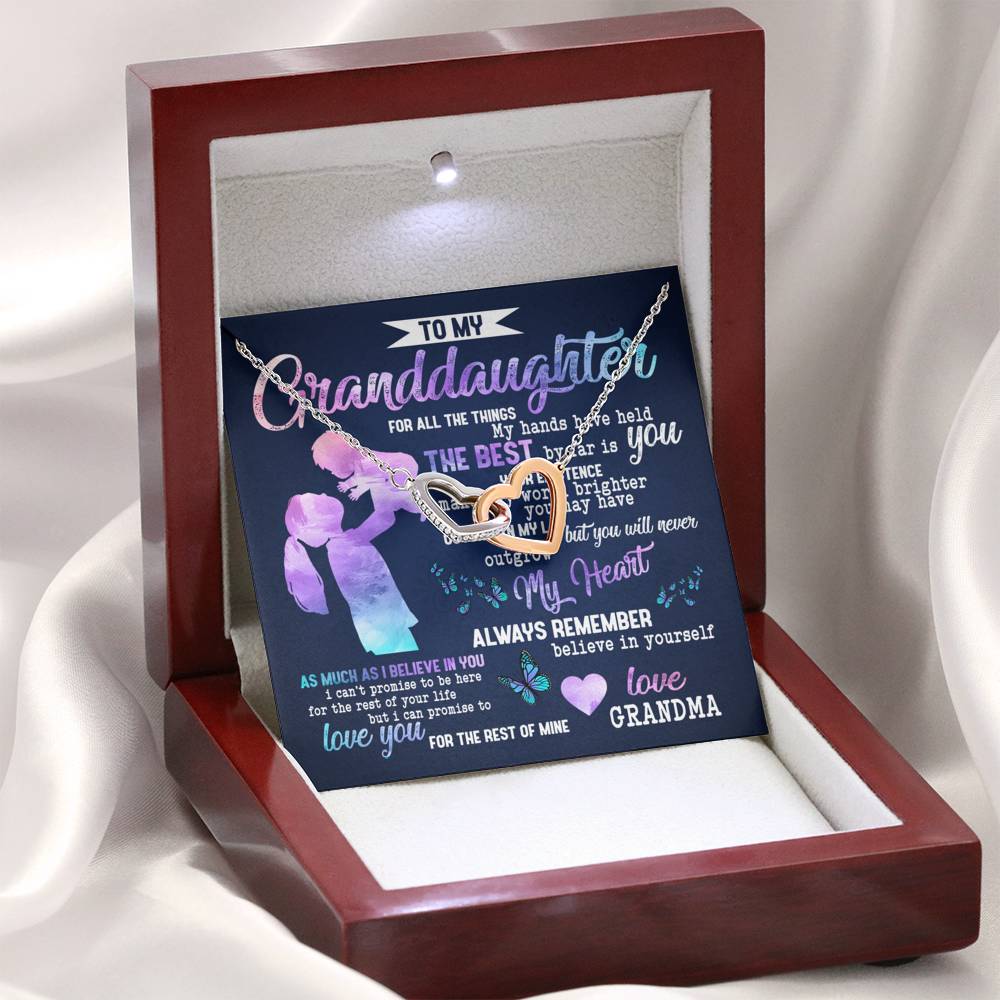 TO MY GRANDDAUGHTER "MY LAP" INTERLOCKING HEARTS NECKLACE GIFT SET - ON CLOUD NINE GIFTS