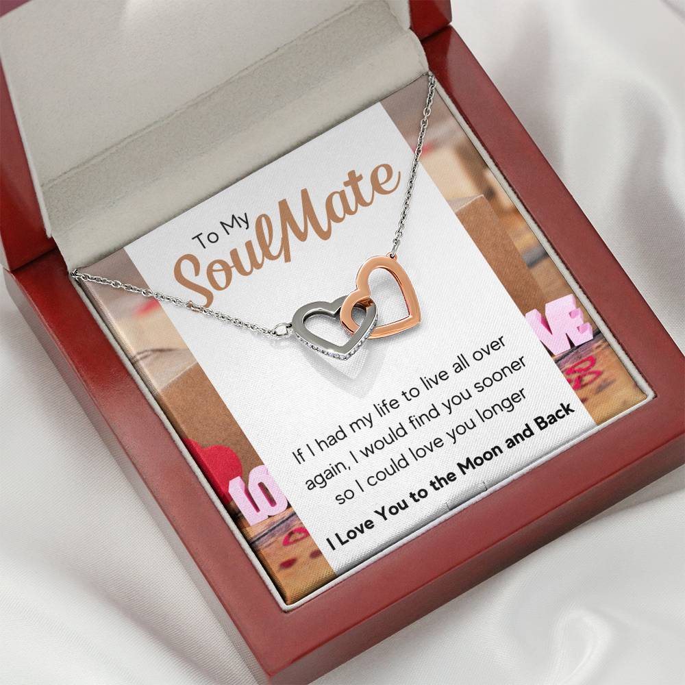 TO MY SOULMATE "LOVE YOU LONGER" INTERLOCKING NECKLACE GIFT SET - ON CLOUD NINE GIFTS