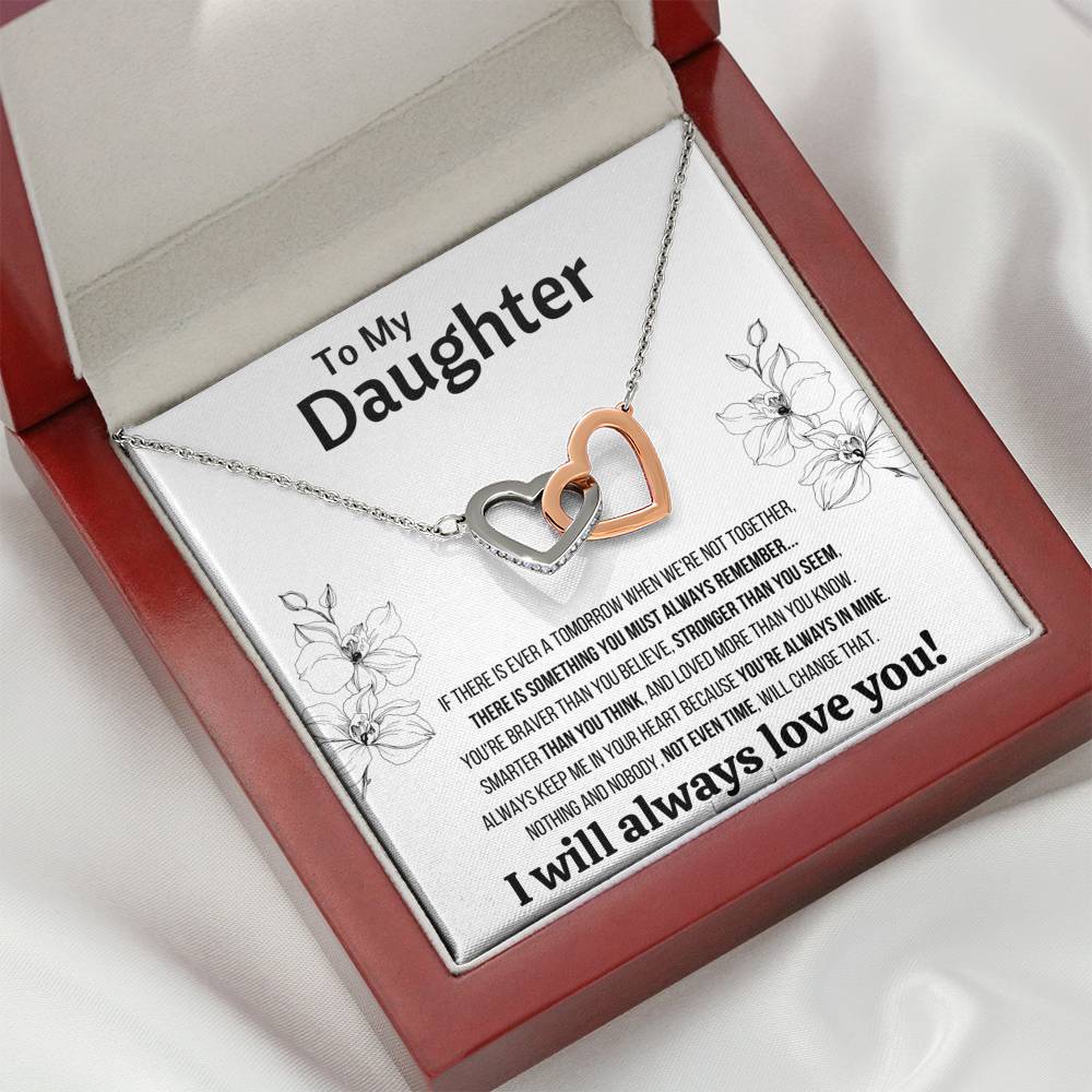 TO MY DAUGHTER "NOT EVEN TIME" INTERLOCKING HEARTS NECKLACE GIFT SET - ON CLOUD NINE GIFTS