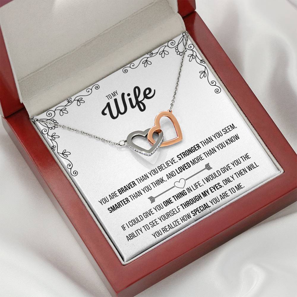 TO MY WIFE INTERLOCKING NECKLACE | MESSAGE CARD | GIFT BOX - ON CLOUD NINE GIFTS