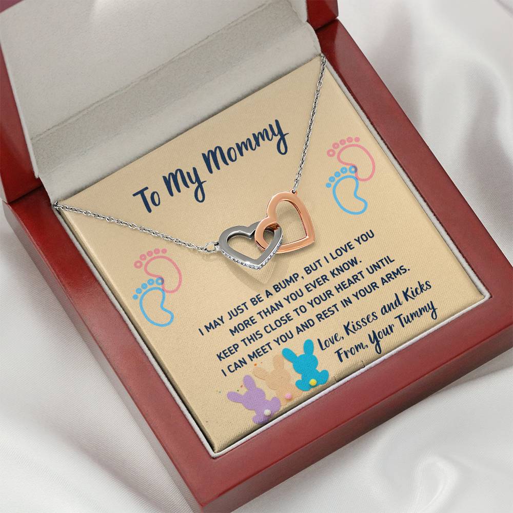 TO MY MOMMY "CUTE BUNNIES" INTERLOCKING HEARTS NECKLACE GIFT SET - ON CLOUD NINE GIFTS