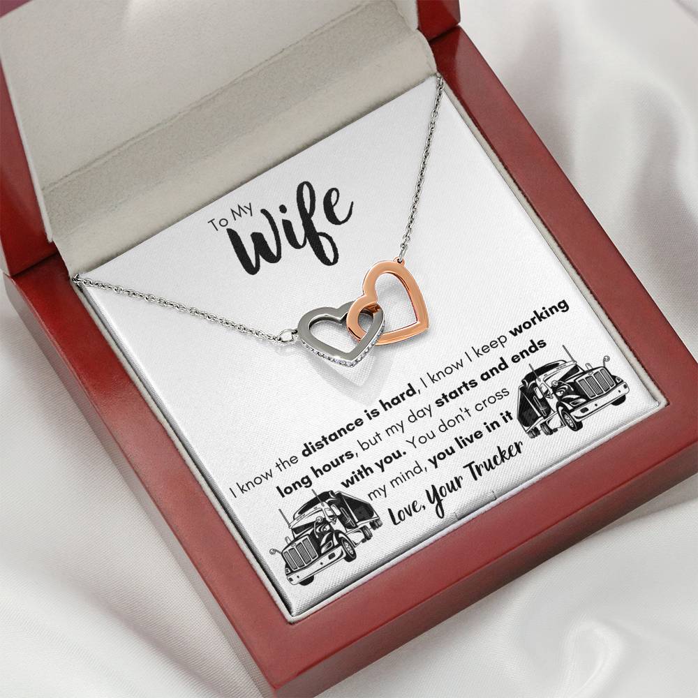 TO MY WIFE "LOVE, YOUR TRUCKER" INTERLOCKING NECKLACE GIFT SET - ON CLOUD NINE GIFTS