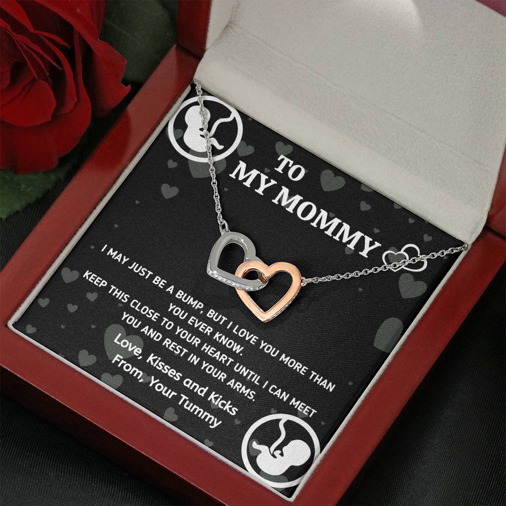 TO MY MOMMY "BABY IN TUMMY" INTERLOCKING HEARTS NECKLACE GIFT SET - ON CLOUD NINE GIFTS