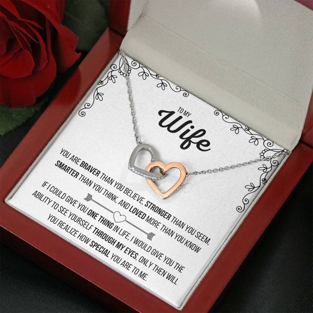 TO MY WIFE INTERLOCKING NECKLACE | MESSAGE CARD | GIFT BOX - ON CLOUD NINE GIFTS