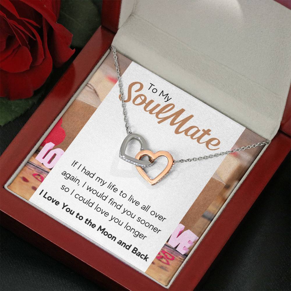TO MY SOULMATE "LOVE YOU LONGER" INTERLOCKING NECKLACE GIFT SET - ON CLOUD NINE GIFTS