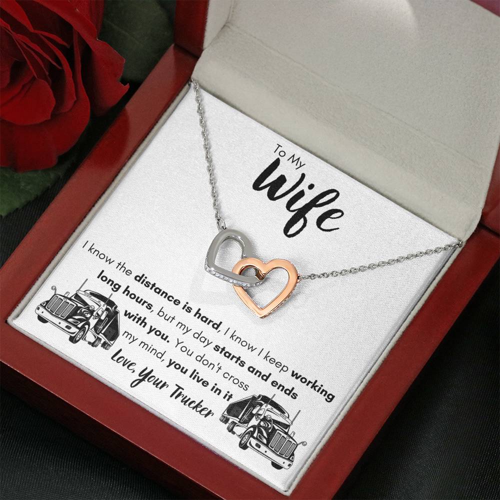 TO MY WIFE "LOVE, YOUR TRUCKER" INTERLOCKING NECKLACE GIFT SET - ON CLOUD NINE GIFTS