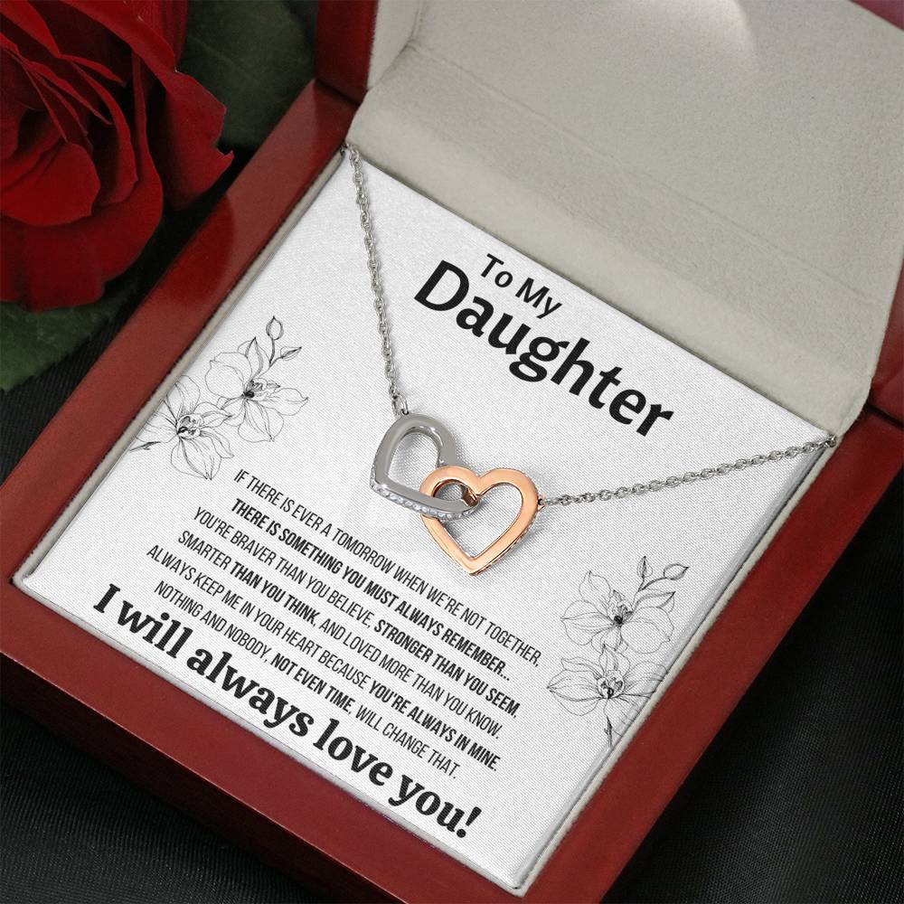 TO MY DAUGHTER "NOT EVEN TIME" INTERLOCKING HEARTS NECKLACE GIFT SET - ON CLOUD NINE GIFTS