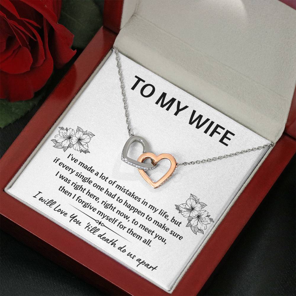 TO MY WIFE "MISTAKES" INTERLOCKING HEARTS NECKLACE GIFT SET - ON CLOUD NINE GIFTS