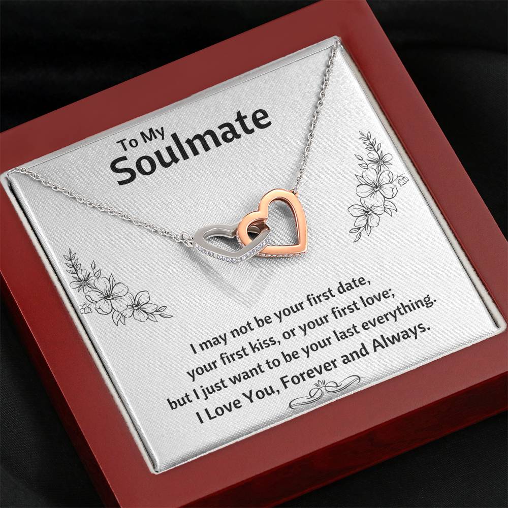 TO MY SOULMATE "LAST EVERYTHING - FLOWERS" INTERLOCKING HEARTS NECKLACE GIFT SET - ON CLOUD NINE GIFTS