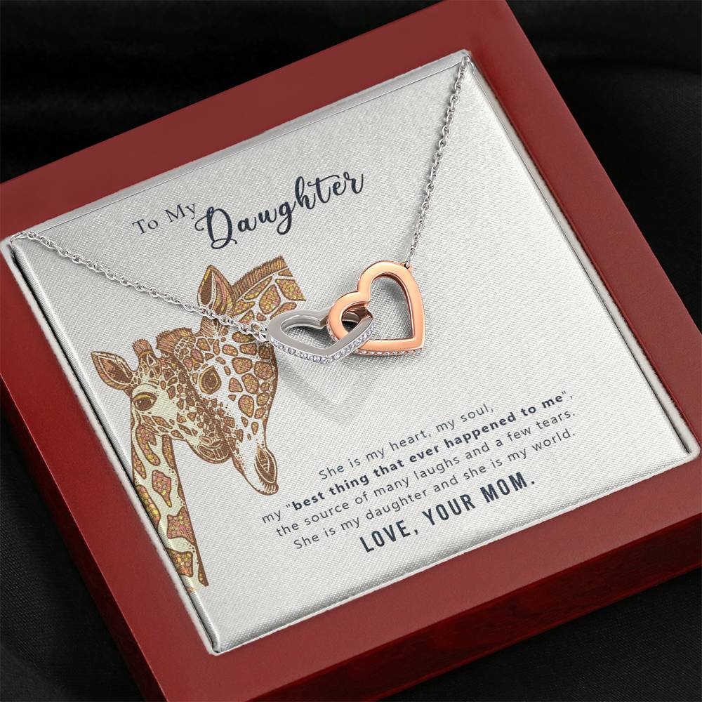 TO MY DAUGHTER "MY WORLD" INTERLOCKING HEARTS NECKLACE GIFT SET - ON CLOUD NINE GIFTS