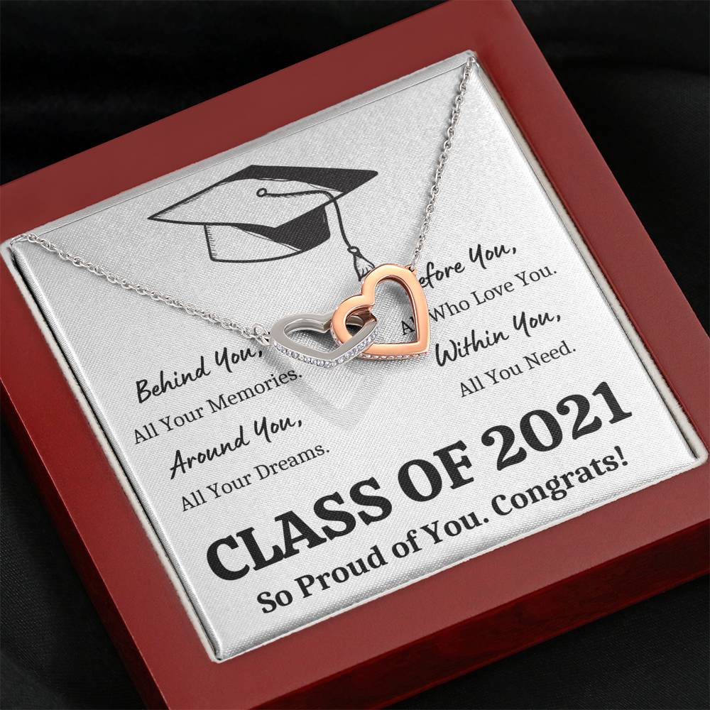 GRADUATION ALL YOU NEED INTERLOCKING HEARTS NECKLACE GIFT SET - ON CLOUD NINE GIFTS
